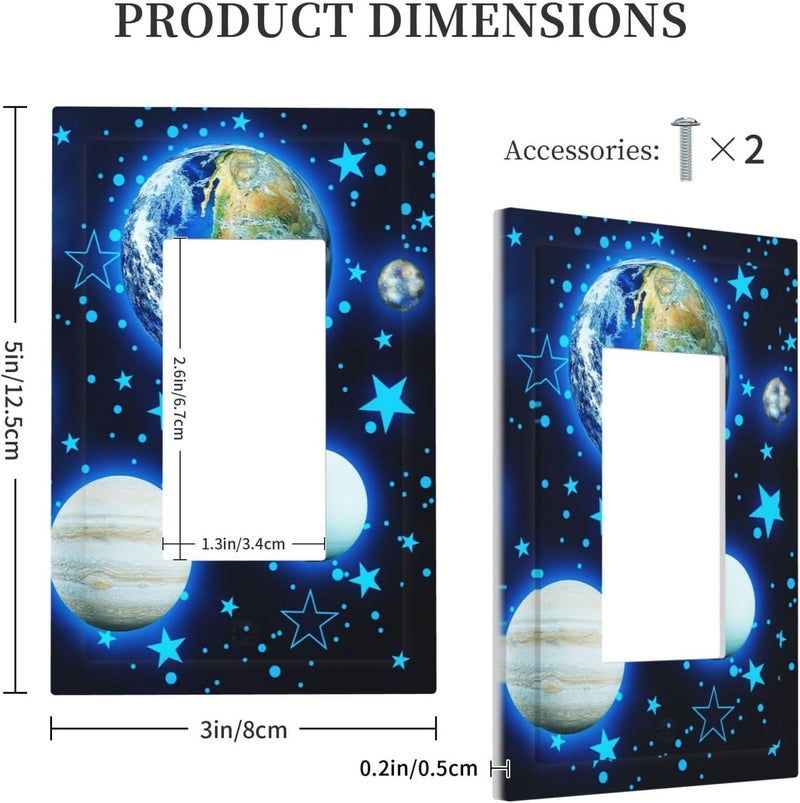 DJTRRF Blue Stars Planet 1 Gang Light Switch Cover Decorative Wall Plate Single Rocker GFCI Switchplate Electrical Faceplate for Home Nursery Decor - Image 5